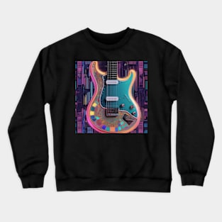 A Retro-Futuristic Looking Electric Guitar Crewneck Sweatshirt